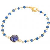 Armband 925 Silber/vergoldet mit 20 Blue Saphiren | Vergoldet