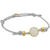 Textilarmband 925 Silber/vergoldet mit Jade weiß Textilarmband 925 Silber/vergoldet mit Jade weiß