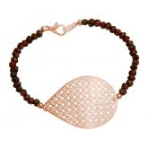 Granat-Armband rot mit Tropfen-Anhänger strukturiert 925 Silber/rosévergoldet | Vergoldet