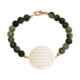 Armband mit Anhänger Flechtdesign 925 Silber/vergoldet und Jade grün Farbverlauf | Vergoldet