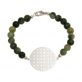 Armband mit Anhänger Flechtdesign 925 Silber und Jade grün Farbverlauf | Silberschmuck