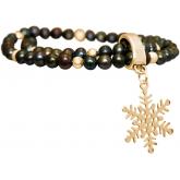 Armband mit tahiti-grauen Zuchtperlen und Schneeflocke vergoldet | Perlen