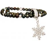 Armband mit tahiti-grauen Zuchtperlen und "Schneeflocke" versilbert | Perlen