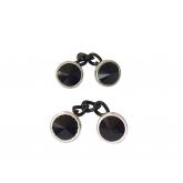 Herren-Manschettenknöpfe mit Swarovski Elements - monochrom - schwarz - 10 mm | Herrenschmuck