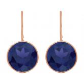 Ohrhaken 925 Silber/rosévergoldet mit 2 Blue Saphiren ca. 16 mm | Vergoldet