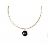 Collier/Juwelierdrahtkette 925 Silber vergoldet mit Onyx schwarz ca. 45 cm | Edelsteine