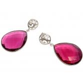 Ohrstecker 925 Silber mit Fuchsia Quarz rot | Edelsteine