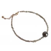 Armband vergoldet mit Roh-Diamant grau und Tahiti-Zuchtperle | Perlen