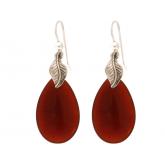 Ohrhaken 925 Silber mit Karneol-Tropfen karminrot | Edelsteine