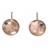 Ohrhaken mit Anhänger rund 925 Silber/rosévergoldet und Iolith | Vergoldet