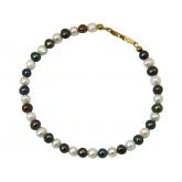 Armband mit Zuchtperlen Tahiti-Grau-Weiß vergoldet - 19 cm | Vergoldet