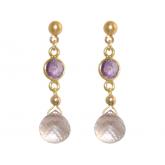 Ohrstecker 925 Silber/vergoldet mit 4 Amethysten in violett und lila Ohrstecker 925 Silber/vergoldet mit 4 Amethysten in violett und lila