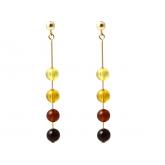 Ohrstecker lang vergoldet mit Bernsteinen multicolor | Edelsteine