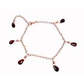 Armband rosé vergoldet mit Granat-Tropfen rot | Vergoldet