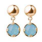 Ohrstecker 925 Silber/vergoldet mit Chalcedon hellblau | Edelsteine