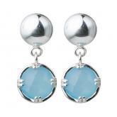 Ohrstecker 925 Silber mit Chalcedon hellblau | Edelsteine