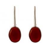 Ohrhaken 925 Silber oval mit Karneol karminrot | Edelsteine