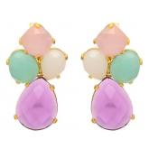 Ohrstecker 925 Silber/vergoldet mit Chalcedonen lila, rosa und perlmuttfarben | Edelsteine