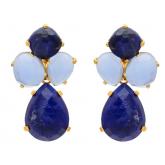 Ohrstecker 925 Silber/vergoldet mit Lapis Lazuli und Chalcedonen | Edelsteine