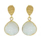 Ohrstecker 925 Silber/vergoldet mit 2 "DRUZY-White" | Edelsteine
