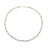 Collier mit weißen Zuchtperlen und Blue Saphiren vergoldet | Perlen