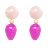 Ohrstecker 925 Silber/vergoldet mit Rosenquarz und Jade pink | Edelsteine