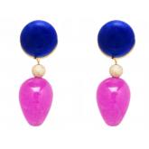Ohrstecker 925 Silber/vergoldet mit Lapis Lazuli und Jade rosa | Edelsteine