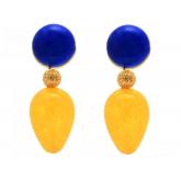 Ohrstecker 925 Silber/vergoldet mit Lapis Lazuli und Jade gelb | Edelsteine