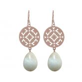 Ohrhaken mit Anhänger floral und Aquamarin-Tropfen aus 925 Silber | Edelsteine