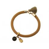 Armband Nylon braun mit "Eule" vergoldet und Rauchquarz | Vergoldet