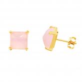 Damen Ohrstecker 925 Silber/vergoldet mit Chalcedonen rosa 10 mm | Vergoldet