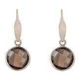 Ohrhaken 925 Silber mit 2 Rauchquarzen rund | Edelsteine