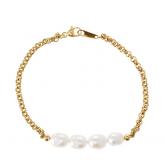 Armband  925 Silber/vergoldet mit 4 weißen Zuchtperlen | Vergoldet