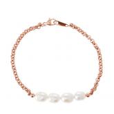 Armband 925 Silber/rosévergoldet mit 4 weißen Zuchtperlen | Vergoldet