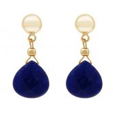 Ohrstecker 925 Silber/vergoldet mit Chalcedon Tropfen blau | Edelsteine
