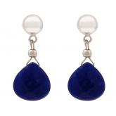 Ohrstecker 925 Silber mit Chalcedon Tropfen blau | Edelsteine