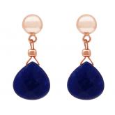 Ohrstecker 925 Silber/rosévergoldet mit Chalcedon Tropfen blau | Edelsteine