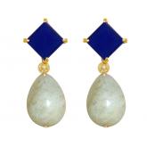 Ohrstecker mit Chalcedon und Aquamarin Tropfen 925 Silber/vergoldet | Edelsteine