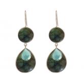 Ohrhaken Labradorit und Chalcedon hellblau rund und Tropfenform 925 Silber | Edelsteine