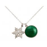 Collier "Schneeflocke" 925 Silber mit Smaragd | Edelsteine