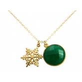 Collier "Schneeflocke" 925 Silber/vergoldet mit Smaragd | Edelsteine