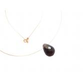 Collier/Juwelierdraht vergoldet mit Rauchquarz Tropfen | Vergoldet